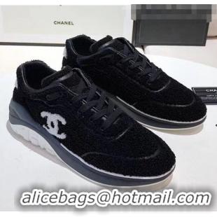 Good ProductChanel Terry-cloth & Goatskin Classic Sneaker G02049 Black 02 2020