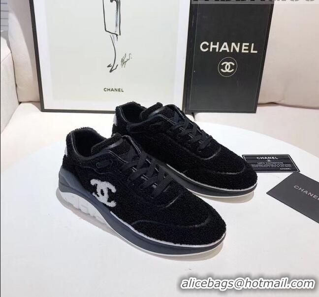 Good ProductChanel Terry-cloth & Goatskin Classic Sneaker G02049 Black 02 2020