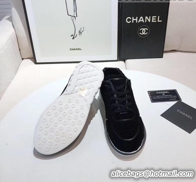 Good ProductChanel Terry-cloth & Goatskin Classic Sneaker G02049 Black 02 2020