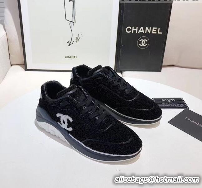 Good ProductChanel Terry-cloth & Goatskin Classic Sneaker G02049 Black 02 2020