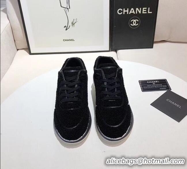 Good ProductChanel Terry-cloth & Goatskin Classic Sneaker G02049 Black 02 2020