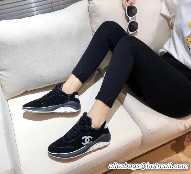 Good ProductChanel Terry-cloth & Goatskin Classic Sneaker G02049 Black 02 2020