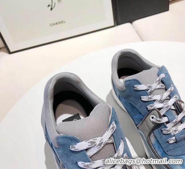 Low Cost Chanel Calfskin Suede & Fabric Classic Sneaker Denim G02057 Blue 2020(For Women and Men)