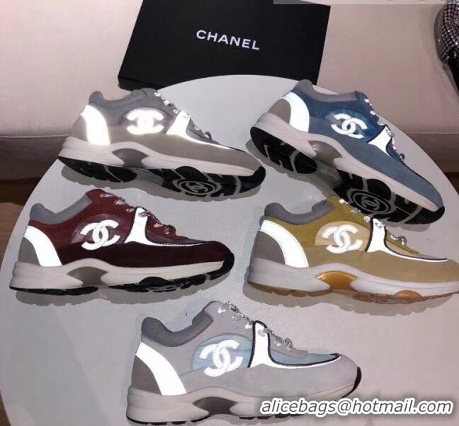 Low Price Chanel Calfskin Suede & Fabric Classic Sneaker G02057 Light Blue 2020(For Women and Men)