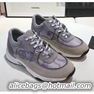 Promotional Chanel Calfskin Suede & Fabric Classic Sneaker G02059 Grey 2020(For Women and Men)