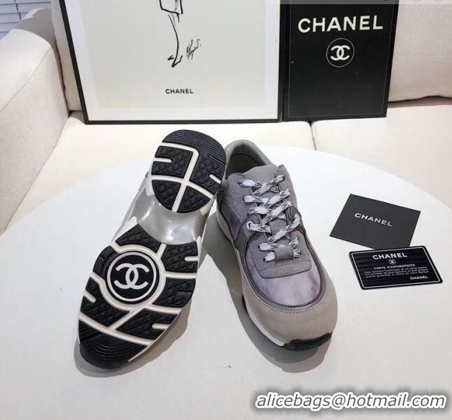 Promotional Chanel Calfskin Suede & Fabric Classic Sneaker G02059 Grey 2020(For Women and Men)