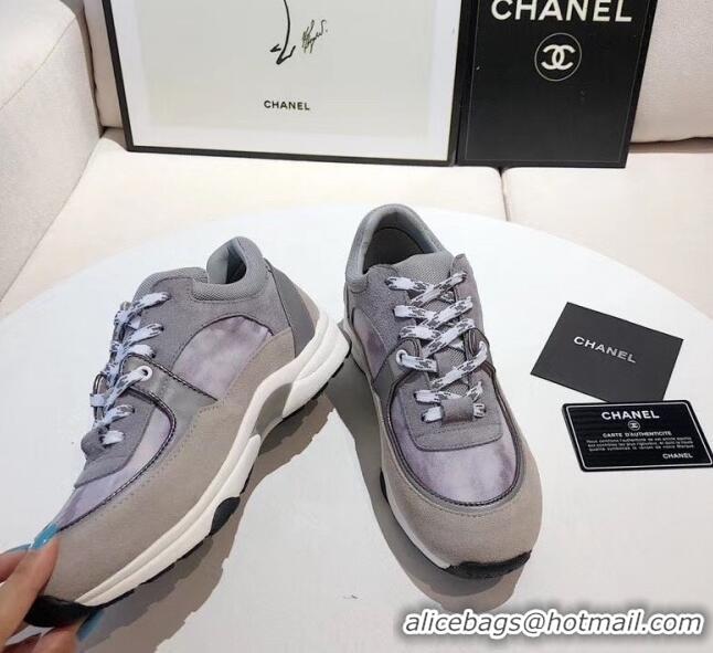 Promotional Chanel Calfskin Suede & Fabric Classic Sneaker G02059 Grey 2020(For Women and Men)