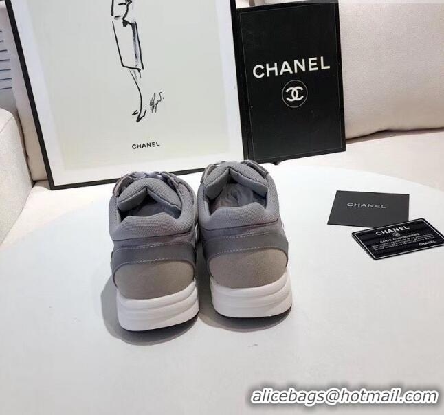 Promotional Chanel Calfskin Suede & Fabric Classic Sneaker G02059 Grey 2020(For Women and Men)