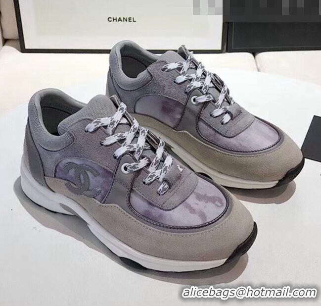 Promotional Chanel Calfskin Suede & Fabric Classic Sneaker G02059 Grey 2020(For Women and Men)