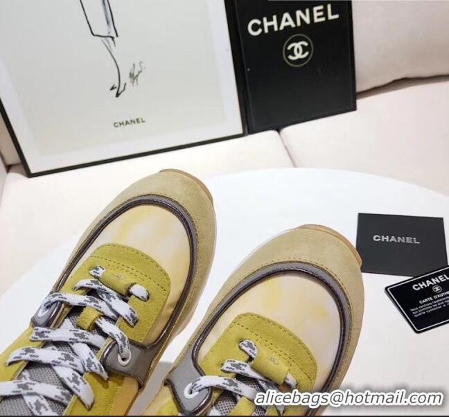 Purchase Chanel Calfskin Suede & Fabric Classic Sneaker G02059 Yellow 2020(For Women and Men)