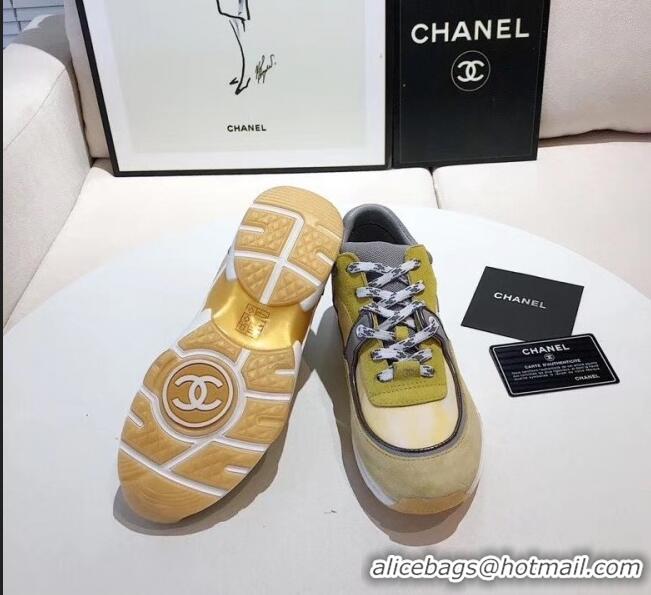 Purchase Chanel Calfskin Suede & Fabric Classic Sneaker G02059 Yellow 2020(For Women and Men)