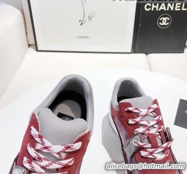 Top Design Chanel Calfskin Suede & Fabric Classic Sneaker G02059 Burgundy 2020(For Women and Men)