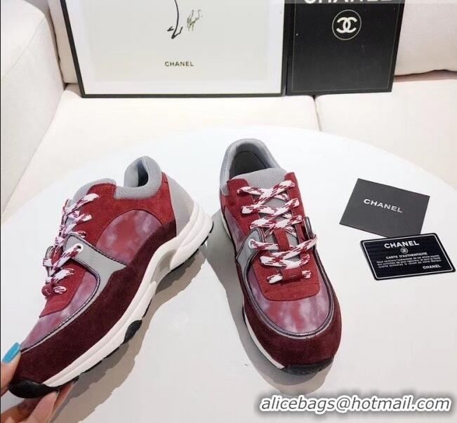 Top Design Chanel Calfskin Suede & Fabric Classic Sneaker G02059 Burgundy 2020(For Women and Men)