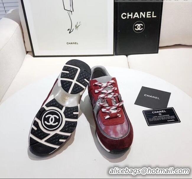 Top Design Chanel Calfskin Suede & Fabric Classic Sneaker G02059 Burgundy 2020(For Women and Men)