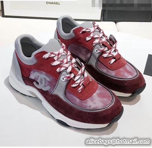 Top Design Chanel Calfskin Suede & Fabric Classic Sneaker G02059 Burgundy 2020(For Women and Men)