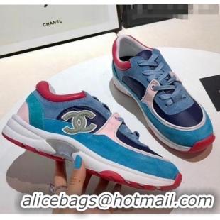 Low Cost Chanel Calfskin Suede & Fabric Classic Sneaker G02059 Blue/Pink/Red 2020(For Women and Men)