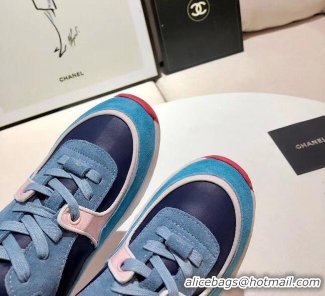 Low Cost Chanel Calfskin Suede & Fabric Classic Sneaker G02059 Blue/Pink/Red 2020(For Women and Men)