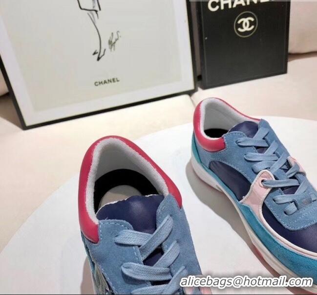 Low Cost Chanel Calfskin Suede & Fabric Classic Sneaker G02059 Blue/Pink/Red 2020(For Women and Men)