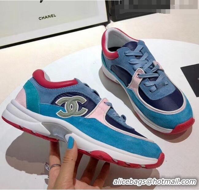 Low Cost Chanel Calfskin Suede & Fabric Classic Sneaker G02059 Blue/Pink/Red 2020(For Women and Men)