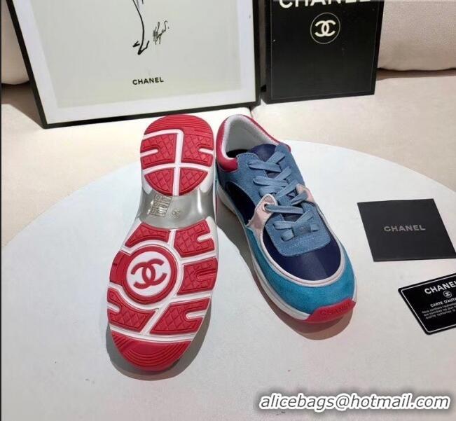 Low Cost Chanel Calfskin Suede & Fabric Classic Sneaker G02059 Blue/Pink/Red 2020(For Women and Men)