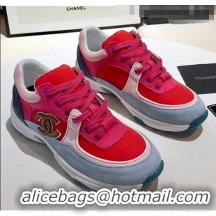 Luxury Cheap Chanel Calfskin Suede & Fabric Classic Sneaker G02059 Red/Hot Pink 2020(For Women and Men)