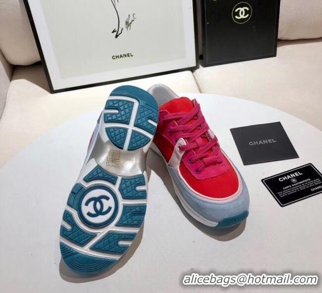 Luxury Cheap Chanel Calfskin Suede & Fabric Classic Sneaker G02059 Red/Hot Pink 2020(For Women and Men)