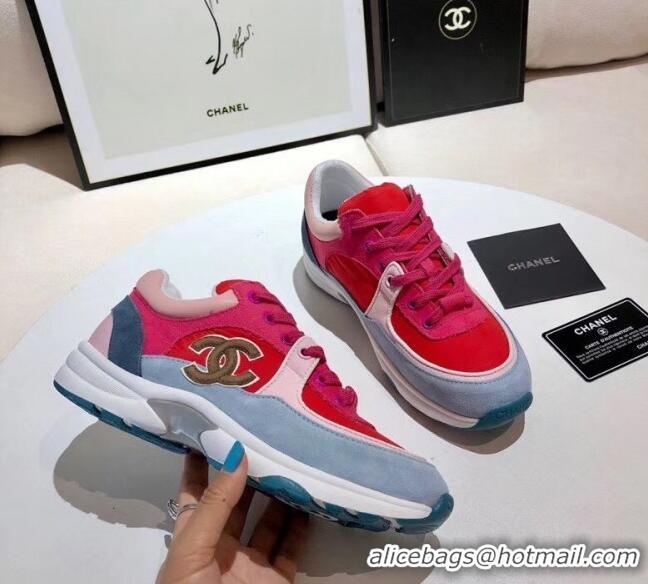 Luxury Cheap Chanel Calfskin Suede & Fabric Classic Sneaker G02059 Red/Hot Pink 2020(For Women and Men)