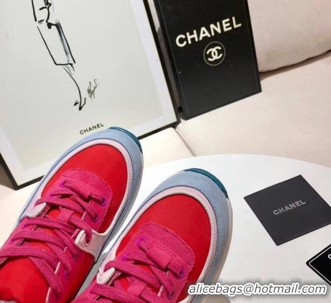 Luxury Cheap Chanel Calfskin Suede & Fabric Classic Sneaker G02059 Red/Hot Pink 2020(For Women and Men)