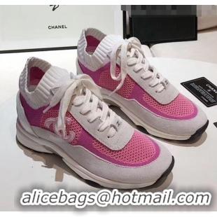 Reasonable Price Chanel Calfskin Fabric & Suede Sneaker G36258 White/Pink 2020