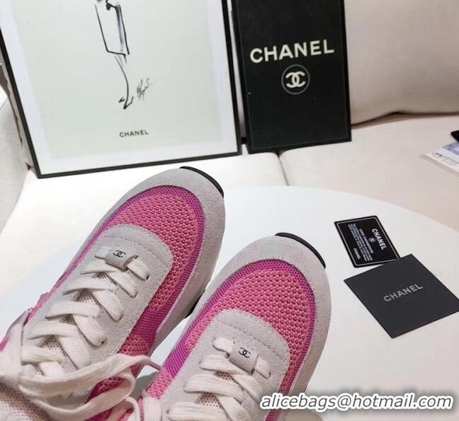 Reasonable Price Chanel Calfskin Fabric & Suede Sneaker G36258 White/Pink 2020