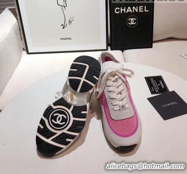 Reasonable Price Chanel Calfskin Fabric & Suede Sneaker G36258 White/Pink 2020