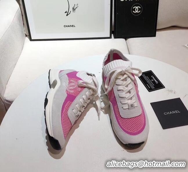 Reasonable Price Chanel Calfskin Fabric & Suede Sneaker G36258 White/Pink 2020