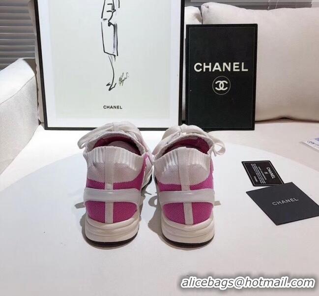 Reasonable Price Chanel Calfskin Fabric & Suede Sneaker G36258 White/Pink 2020