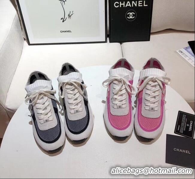 Reasonable Price Chanel Calfskin Fabric & Suede Sneaker G36258 White/Pink 2020