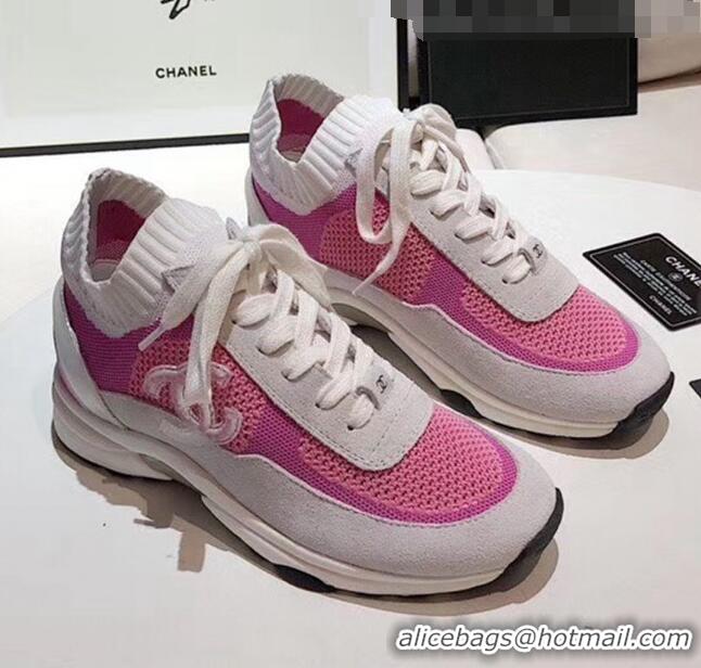 Reasonable Price Chanel Calfskin Fabric & Suede Sneaker G36258 White/Pink 2020