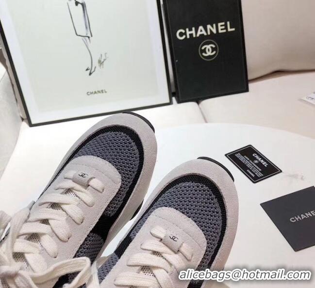 Buy Good Price Chanel Calfskin Fabric & Suede Sneaker G36258 White/Black/Grey 2020