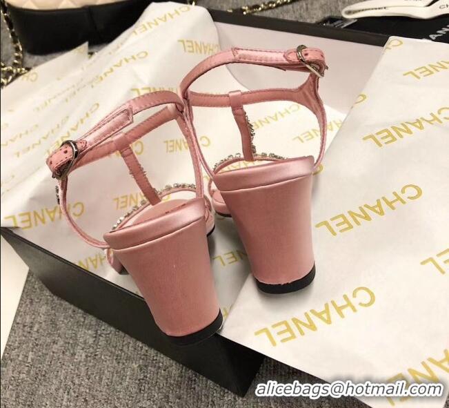 Buy Cheapest Chanel Satin & Strass Sandals G36122 Pink 2020