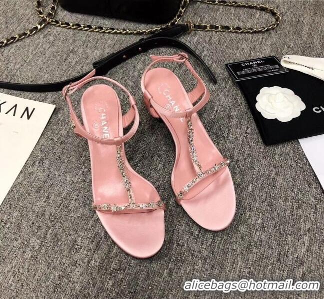 Buy Cheapest Chanel Satin & Strass Sandals G36122 Pink 2020