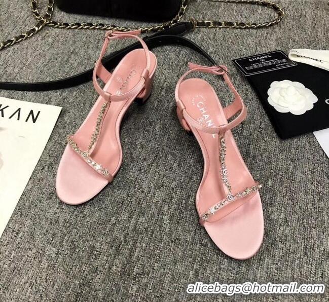 Buy Cheapest Chanel Satin & Strass Sandals G36122 Pink 2020