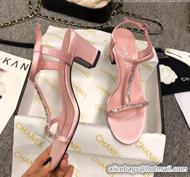 Buy Cheapest Chanel Satin & Strass Sandals G36122 Pink 2020