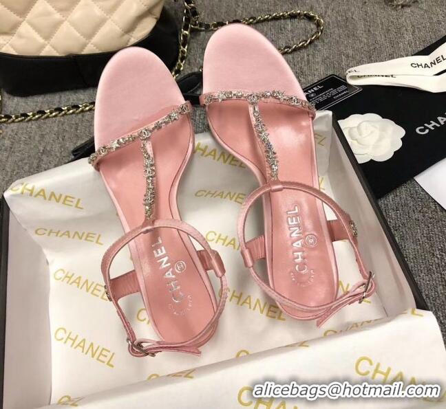 Buy Cheapest Chanel Satin & Strass Sandals G36122 Pink 2020