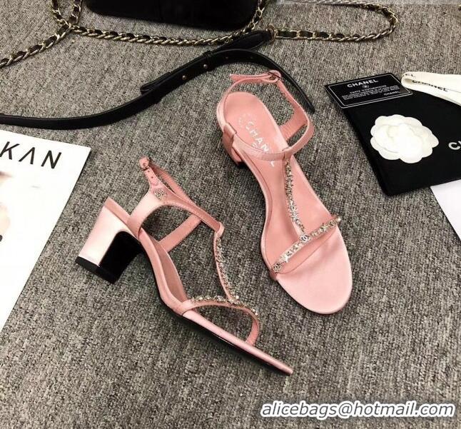 Buy Cheapest Chanel Satin & Strass Sandals G36122 Pink 2020