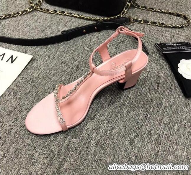 Buy Cheapest Chanel Satin & Strass Sandals G36122 Pink 2020