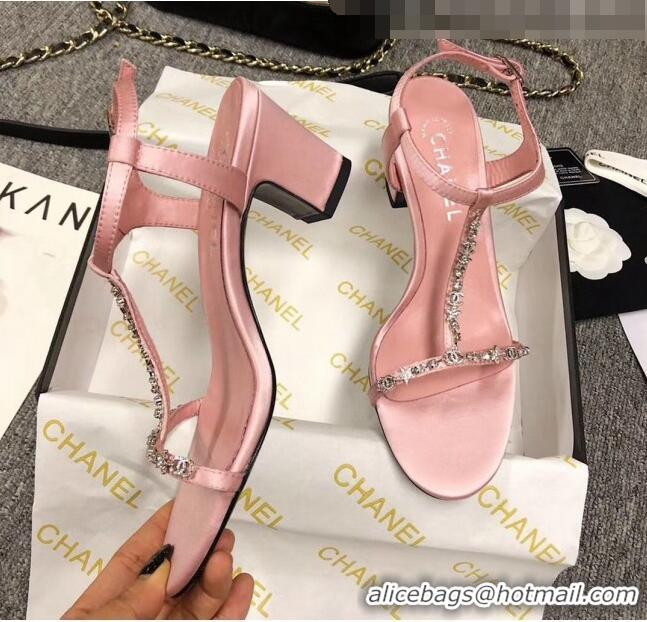 Buy Cheapest Chanel Satin & Strass Sandals G36122 Pink 2020