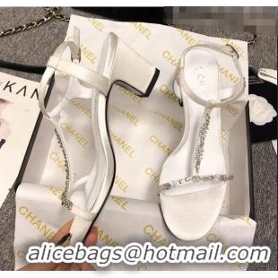 Cheap Price Chanel Satin & Strass Sandals G36122 White 2020