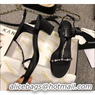 Promotional Chanel Satin & Strass Sandals G36122 Black 2020