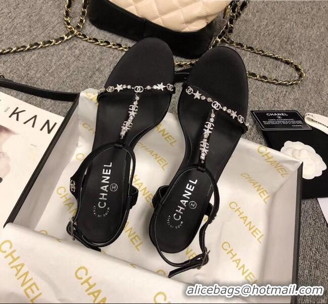 Promotional Chanel Satin & Strass Sandals G36122 Black 2020