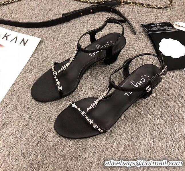 Promotional Chanel Satin & Strass Sandals G36122 Black 2020