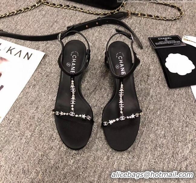 Promotional Chanel Satin & Strass Sandals G36122 Black 2020