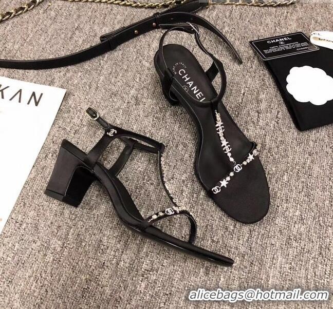 Promotional Chanel Satin & Strass Sandals G36122 Black 2020